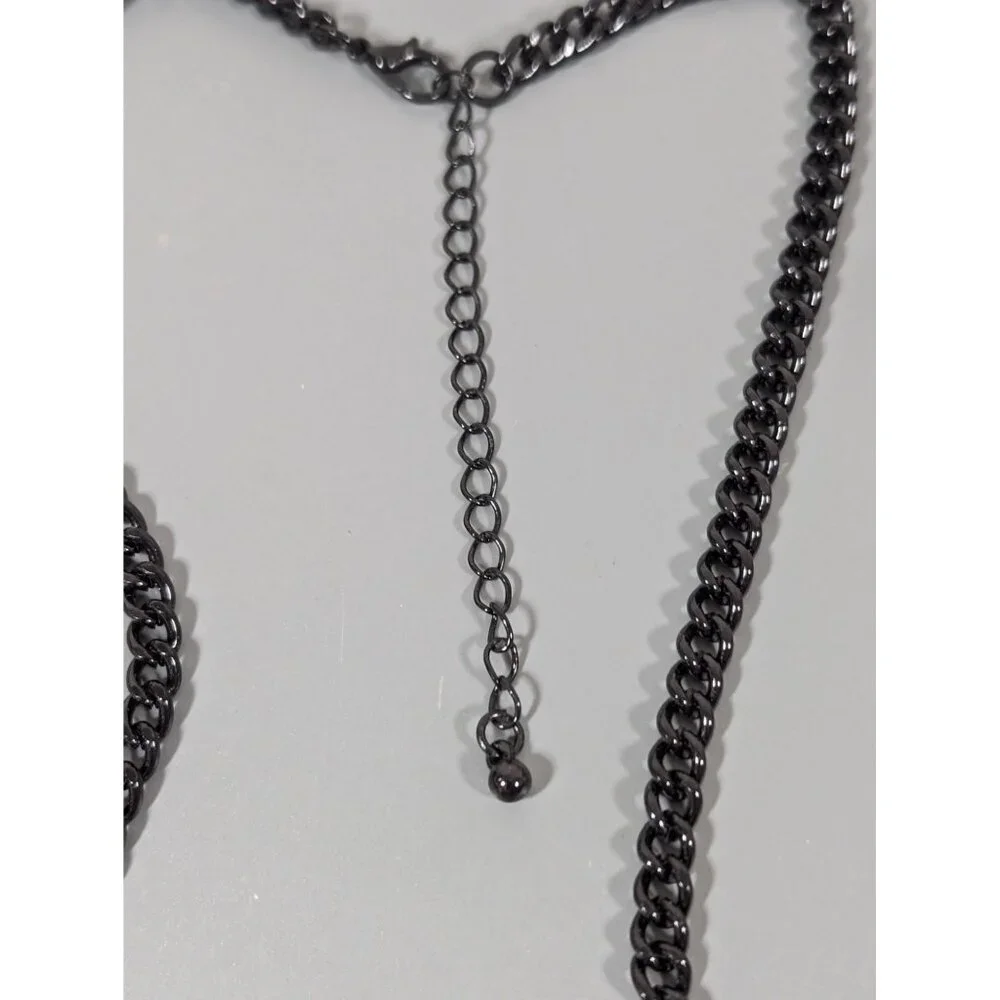 Black Chandelier Charm Statement Necklace Elegant‎ Goth 23